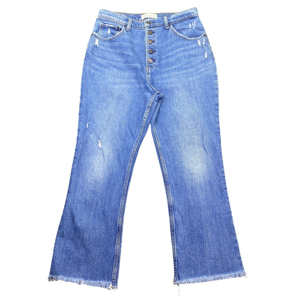 Abercrombie & Fitch The Kick Flare Ultra High Rise Distressed Jeans Blue 30/10R